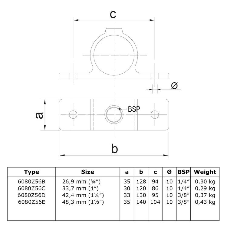 Buiskoppeling Oogdeel dubbele lip - zwart-D / 42,4 mm